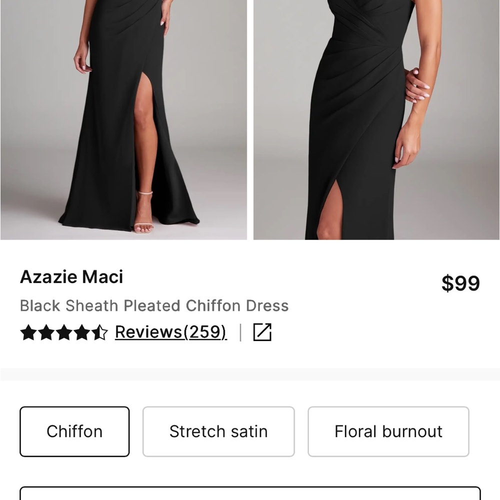 Azazie Black Maxi Dress with Pleated Chiffon